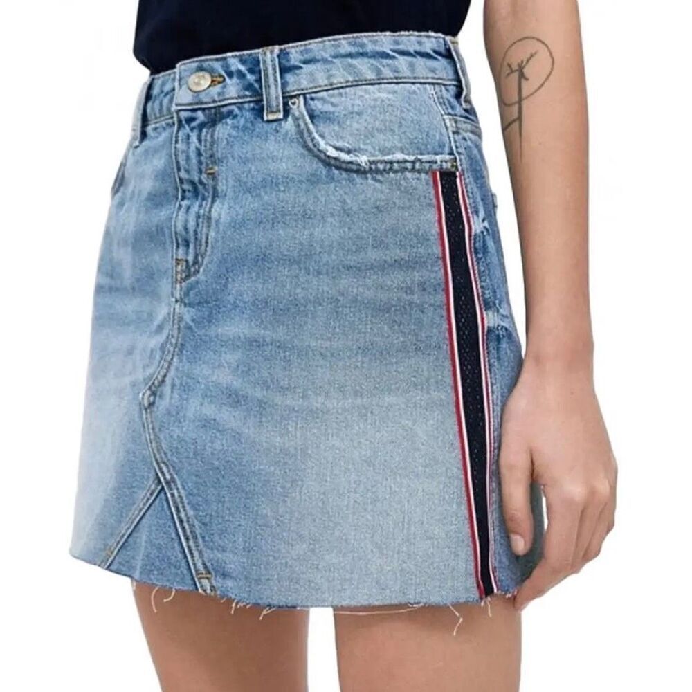 Zara Women's Denim Skirt with Stripe down the side size Small